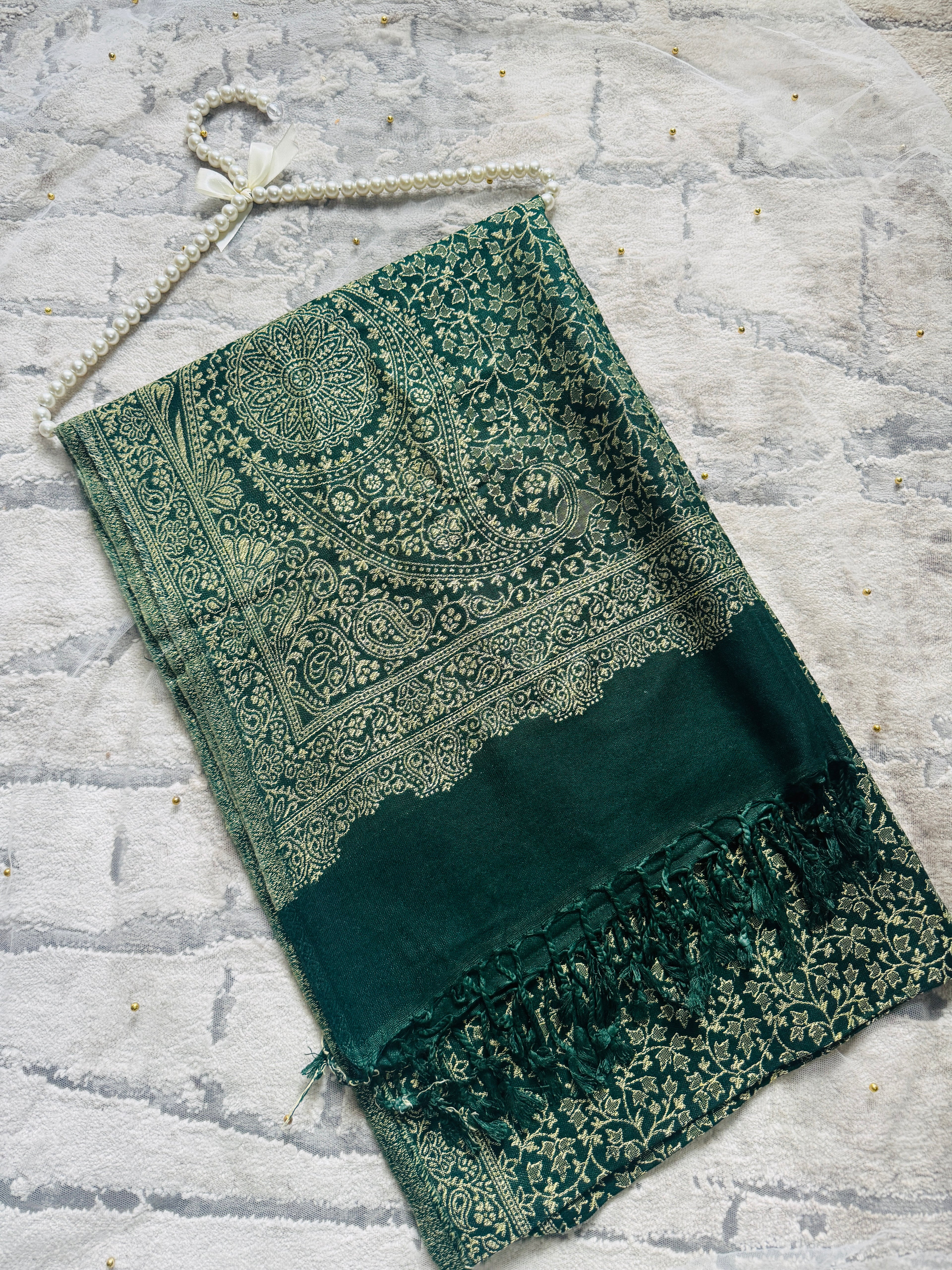 Pashmina stoles- bottle green