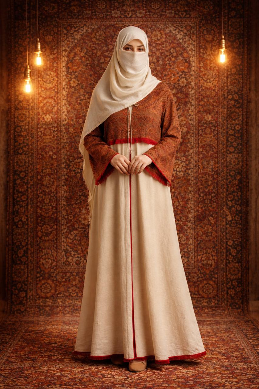 RED PASHMINA ABAYA