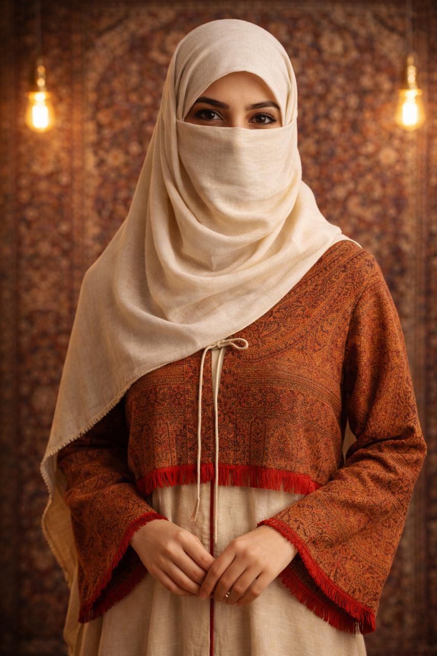 RED PASHMINA ABAYA