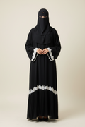 Abaya on Fully Covered Model – Off-White Background