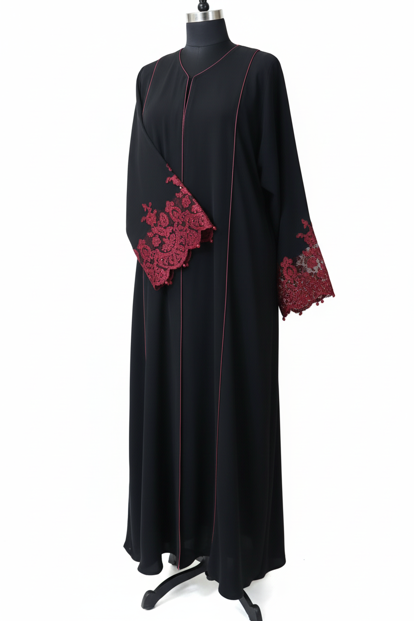 Black Abaya Three-Quarter View