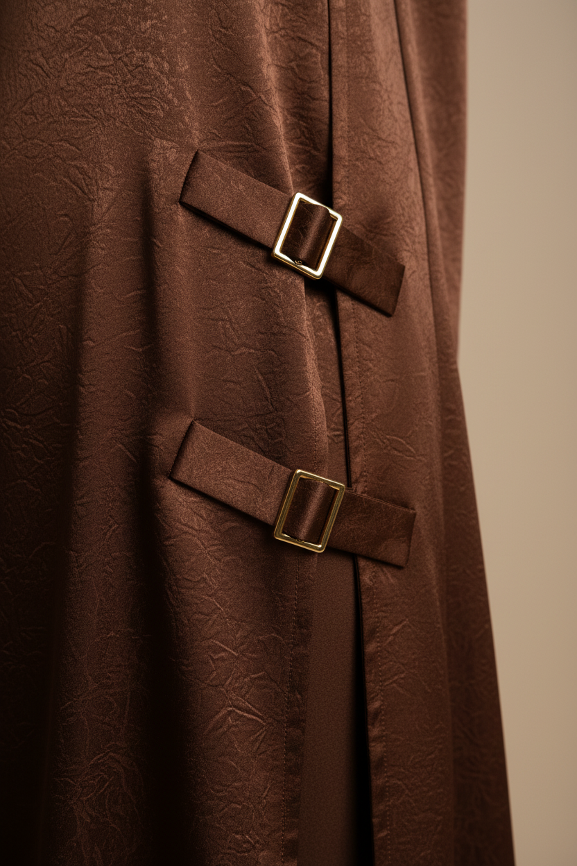 Close-Up Side Slit – Gold Buckle Straps